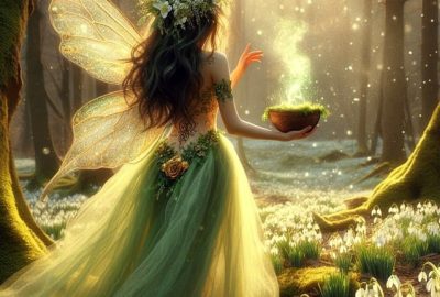 fairy with a light in the forest